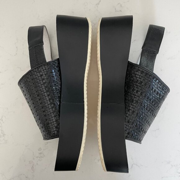Stephane Kelian Paris Woven Sling Back Platform Sandals Black + White Sz 40 - Picture 3 of 13